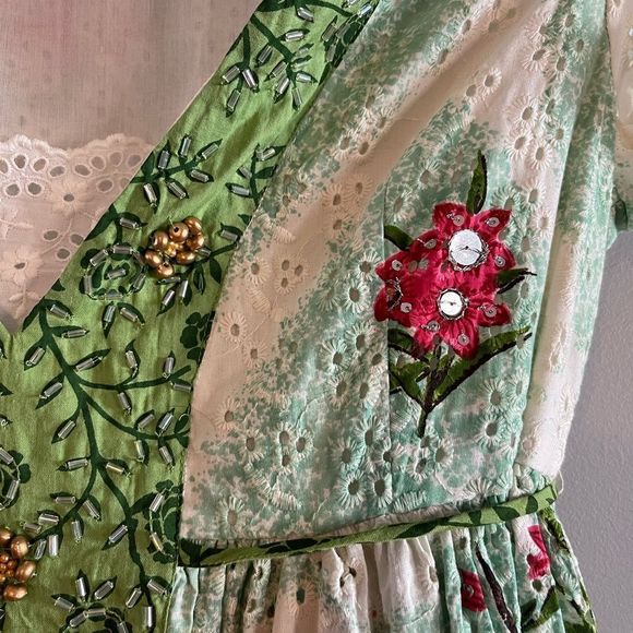 Twin-Set Simona Barbieri Embellished Eyelet Floral Babydoll Dress | SZ M - Picture 11 of 17